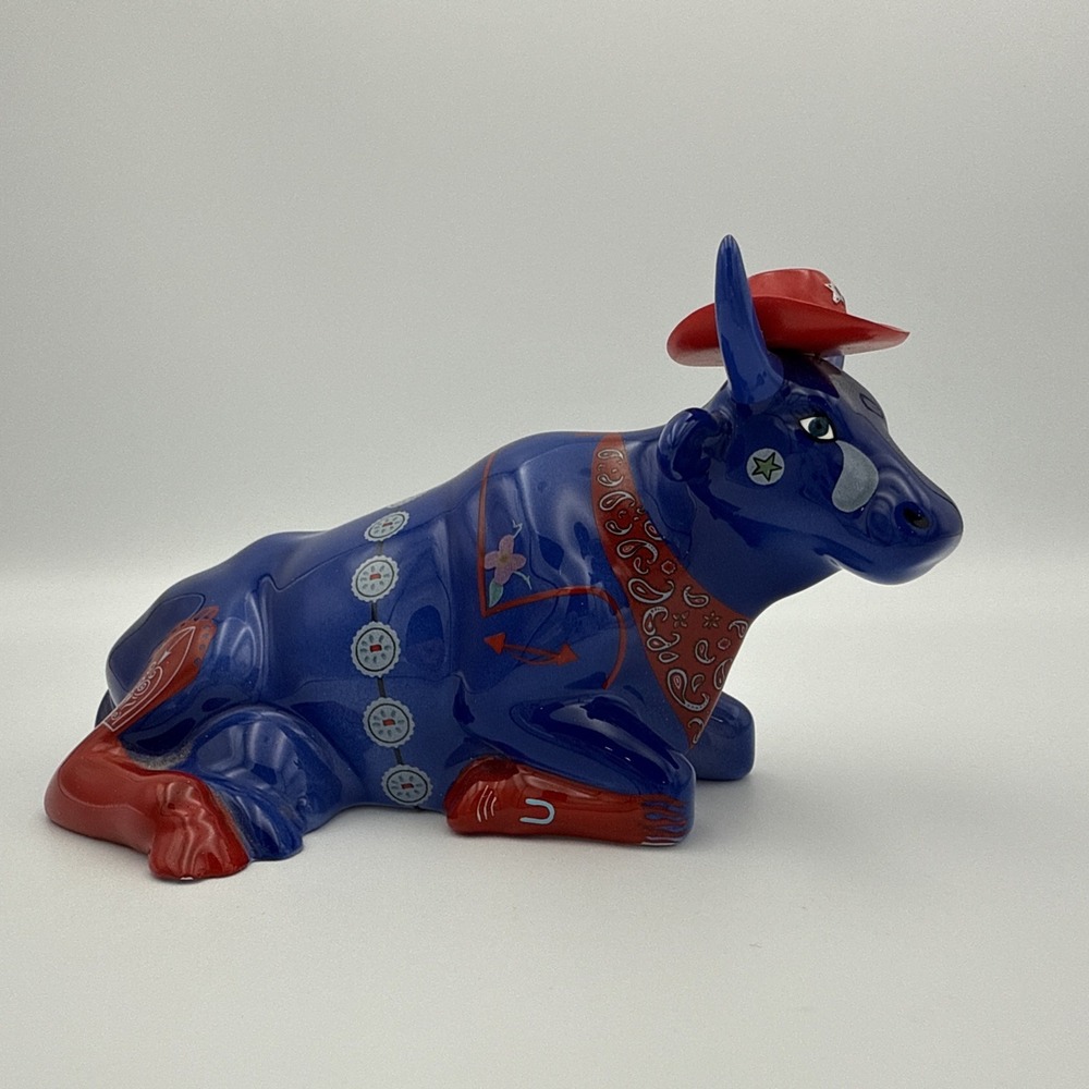 2001 Cow Parade #9180 "Even Cowgirls Get the Blues" Cow Figurine